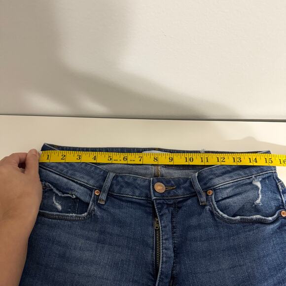 LOFT Curvy High Waist Skinny Ankle Jeans Size 30 Frayed Raw Hem Medium Wash - Picture 10 of 12